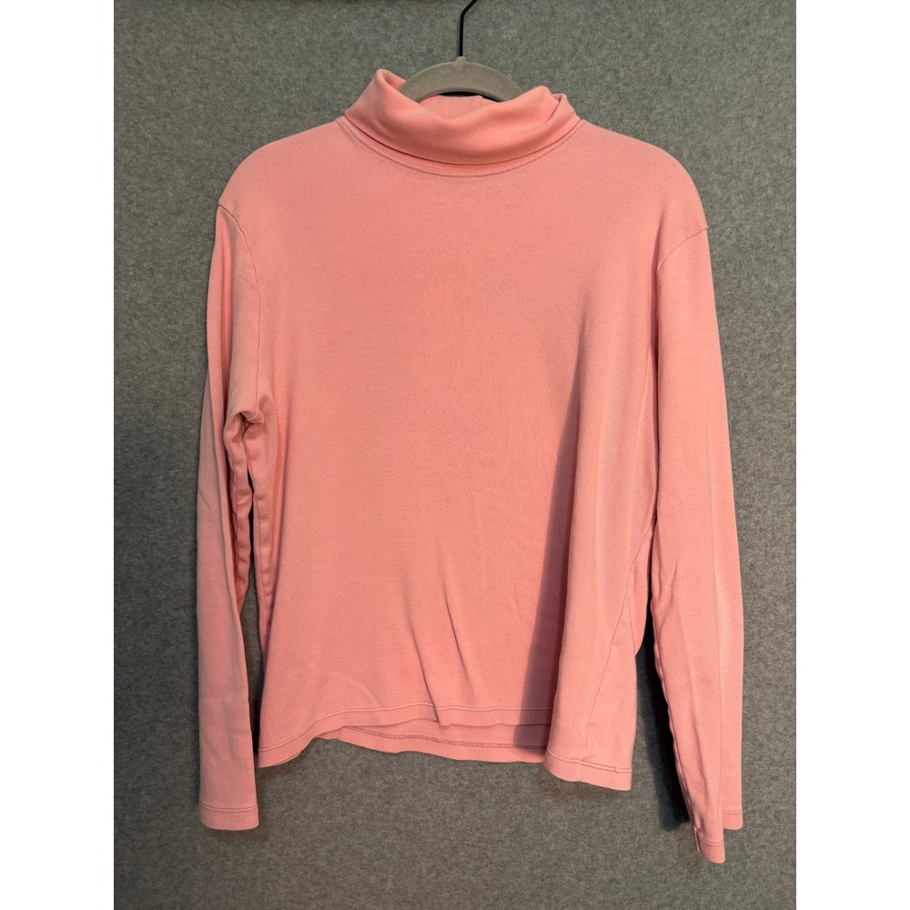 White Stag Pink Turtleneck Top Women's Large 12/14 Cotton Soft Preppy Y2K